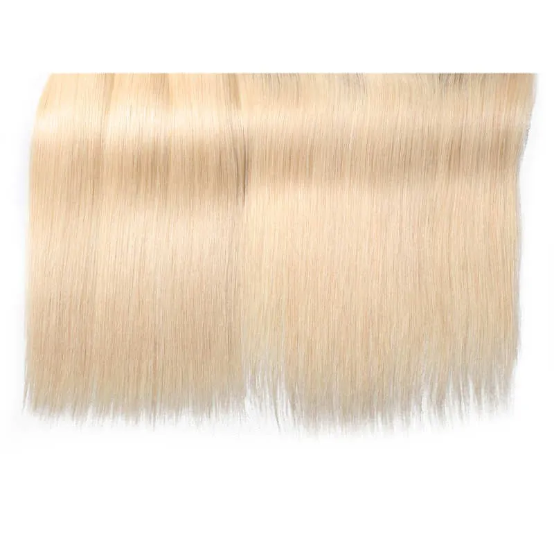 Parksonhair 1B/613 Straight Human Hair 3 Bundles With 13*4 Lace Frontal