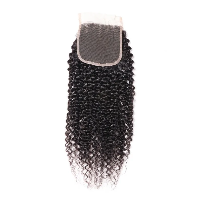 Parksonhair Kinky Curly Human Hair 4x4 Lace Closure