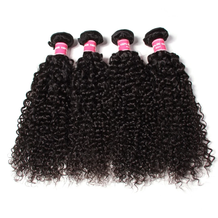 Parksonhair Jerry Curly Human Hair 4 Bundles With 4*4 Lace Closure