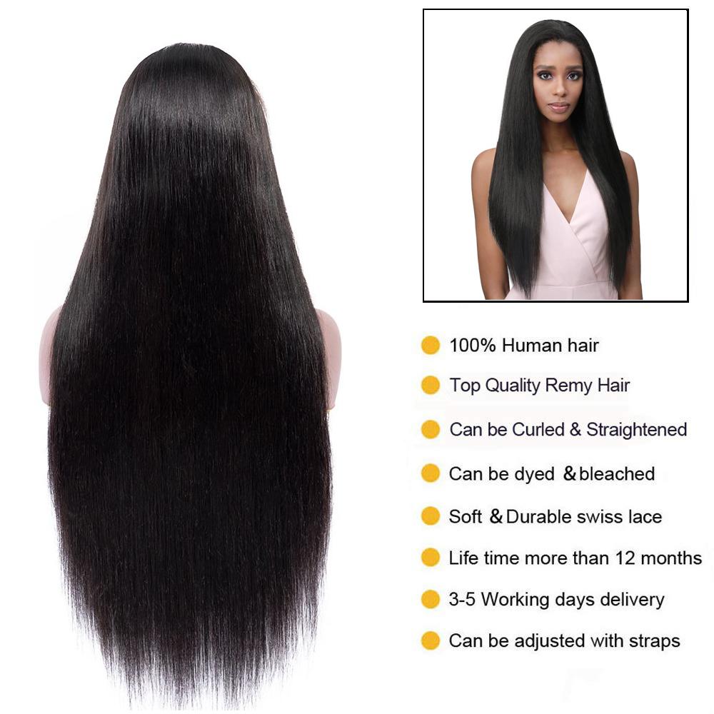 Parksonhair Lace Front Human Hair Wig Straight Natural Color