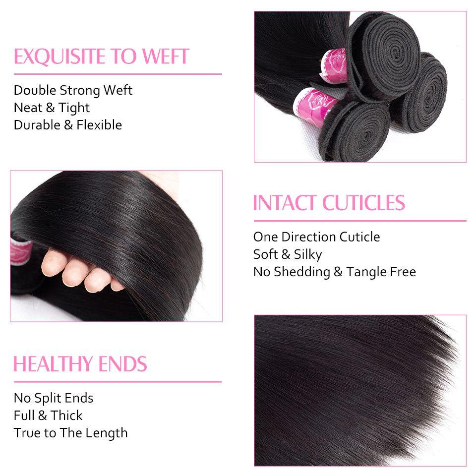 Parksonhair Straight Human Virgin Hair Weave 4 Bundles/Pack