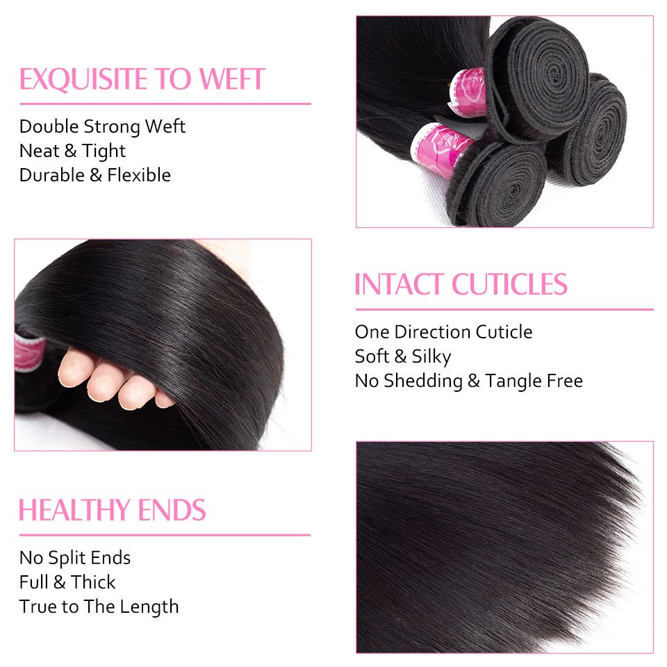 Parksonhair Straight Human Virgin Hair Weave 3Bundles/Pack