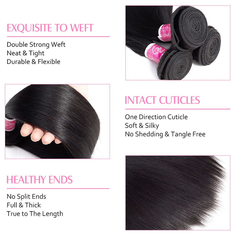 Parksonhair Straight Human Virgin Hair Weave 3Bundles/Pack