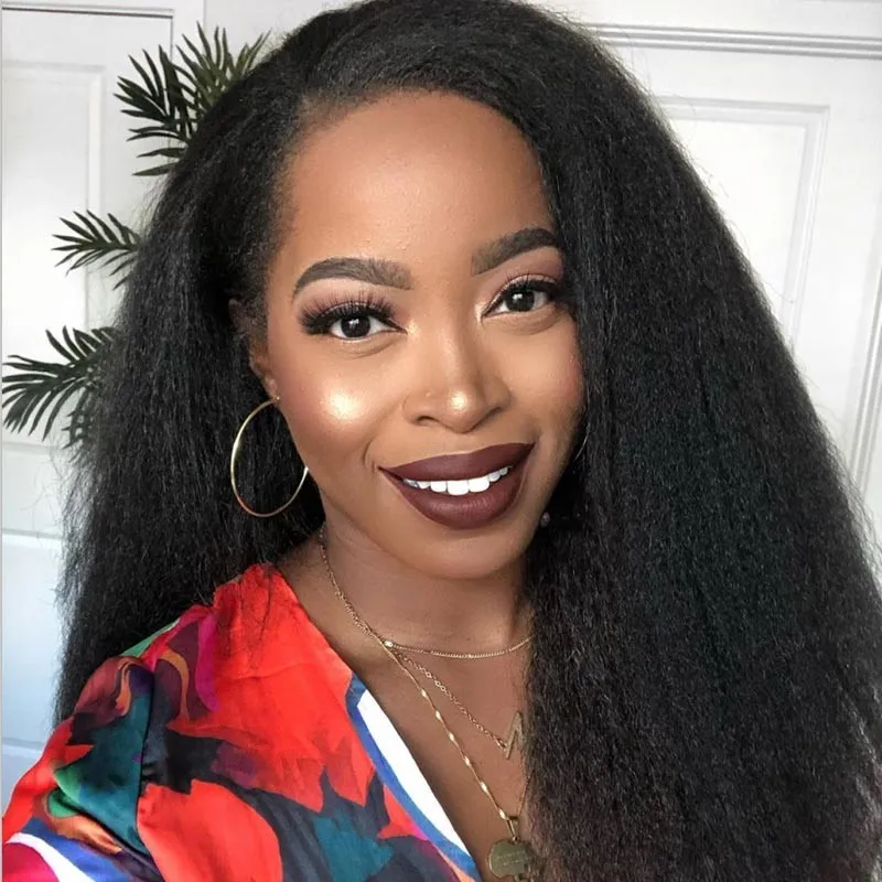 Parksonhair Kinky Straight Lace Front Wigs Brazilian Human Hair Natural Color