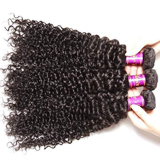 Parksonhair Jerry Curly Human Hair 3 Bundles With 4*4 Lace Closure