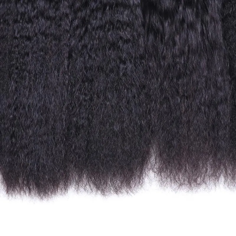 Parksonhair Kinky Straight Human Hair 4 Bundles With 4*4 Lace Closure