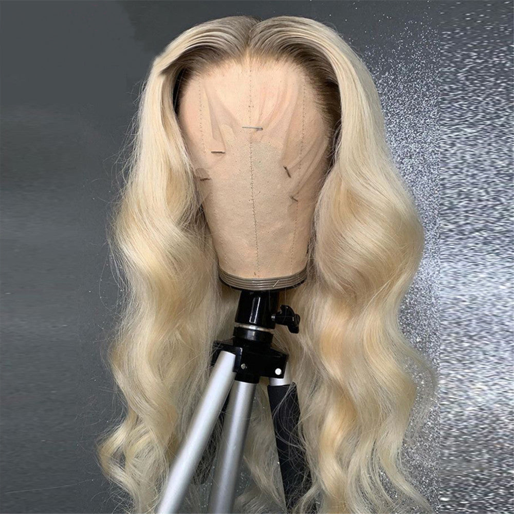 613 Ombre Blonde Body Wave Lace Front Human Hair Wigs Dark Brown roots Blonde Brazilian Remy Lace Closure Wig Pre Plucked
