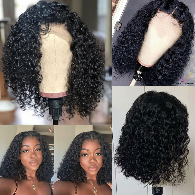 Deep Wave Short Bob Lace Front Wigs  Human Hair Wigs For Black Women Brazilian Bob Lace Wigs Pre Plucked with Baby Hair