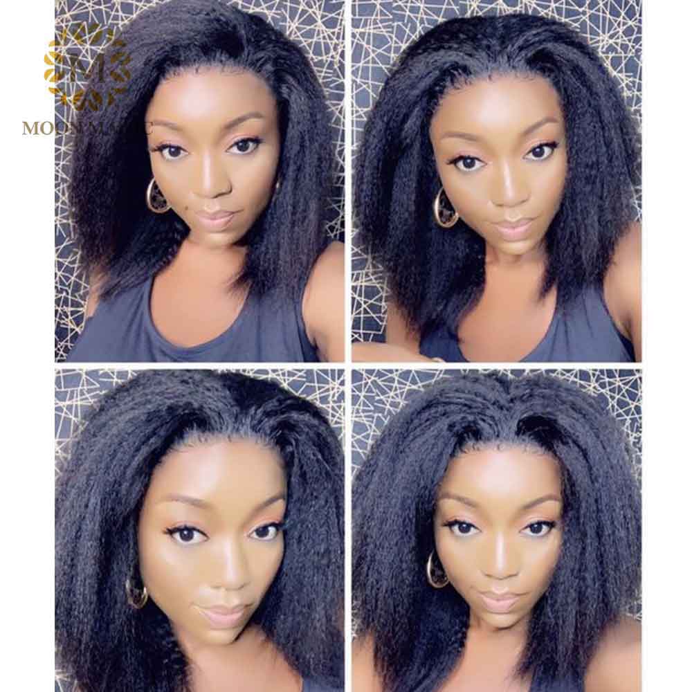 Kinky Straight Wig Bob Lace Front Wigs Short Bob Wig 13x4 Lace Front Human Hair Wigs Preplucked Lace Wig 150% Density