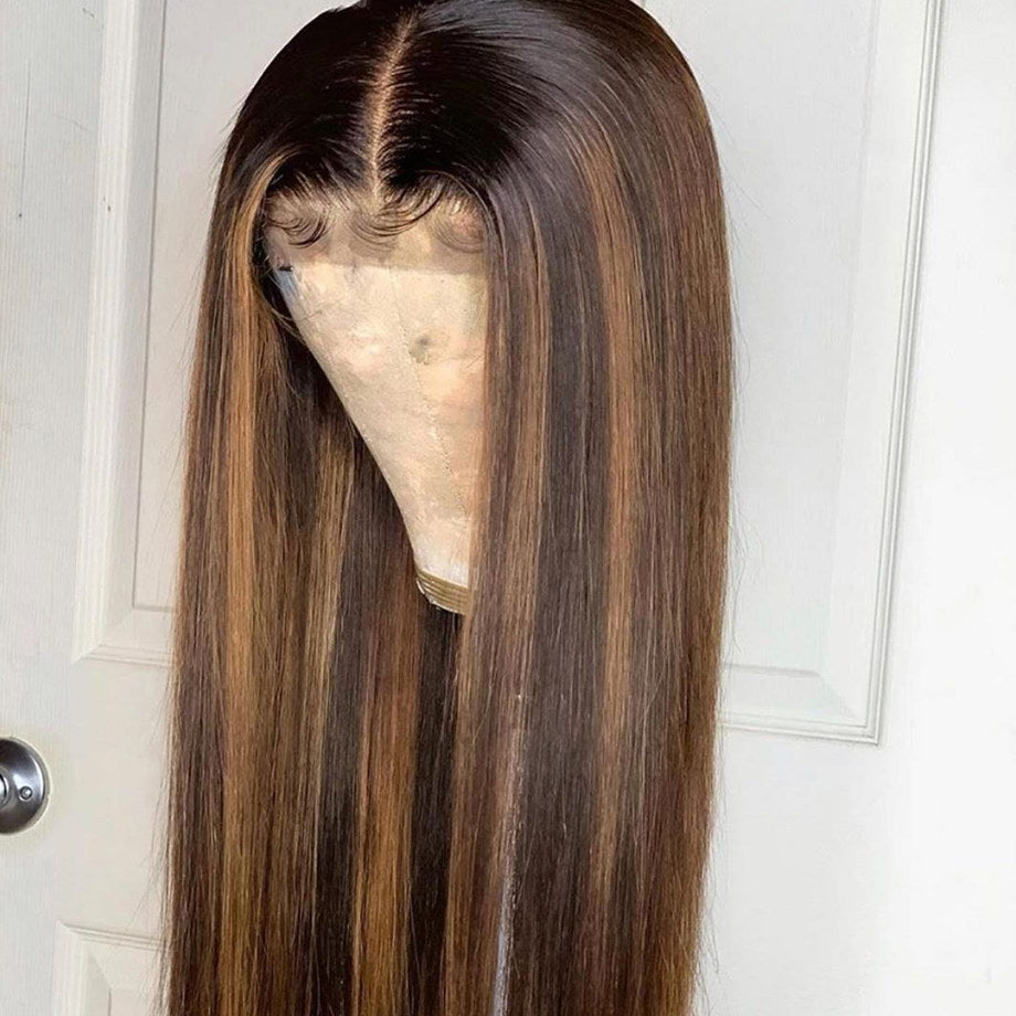 Highlight Wig Human Hair 613  Lace Front Ombre Blonde Brown Wigs Short Bob Straight Brazilian 30 inch Lace Part Wigs