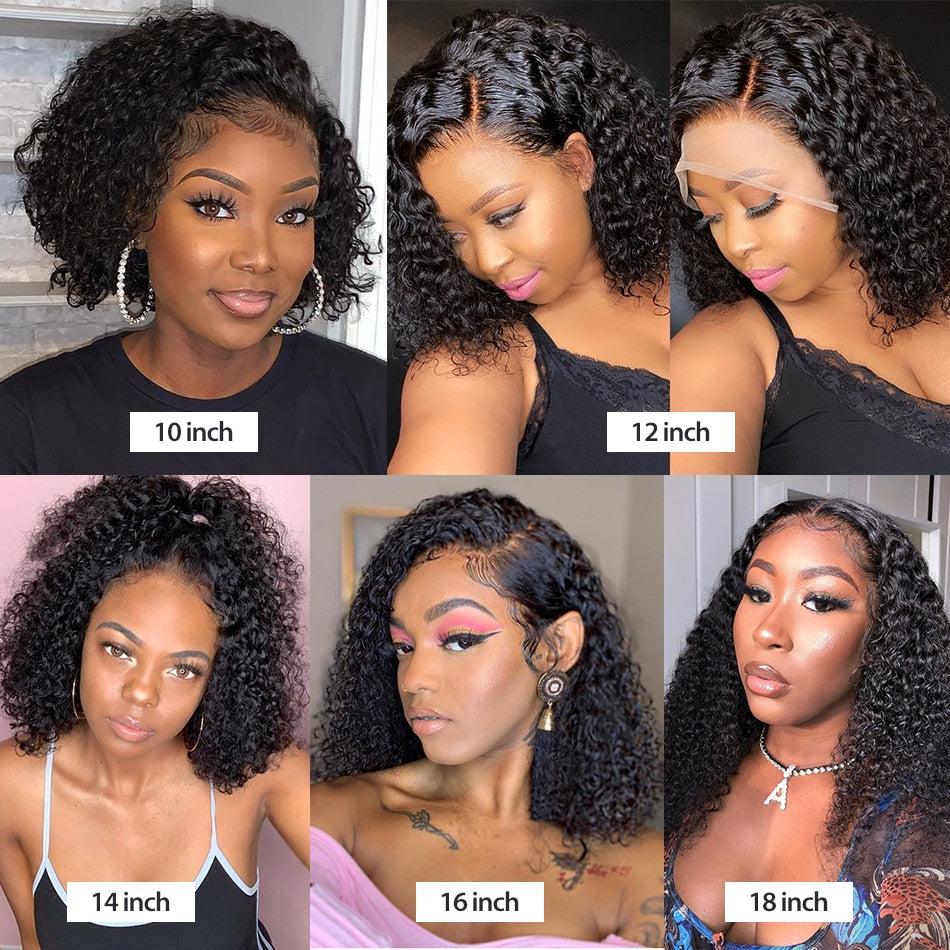 Deep Curly Front Bob wig Lace 4X4 Front Human Hair Wigs Brazilian Curly Natural Wig  Curly Short Bob Lace Front Human Hair Wig