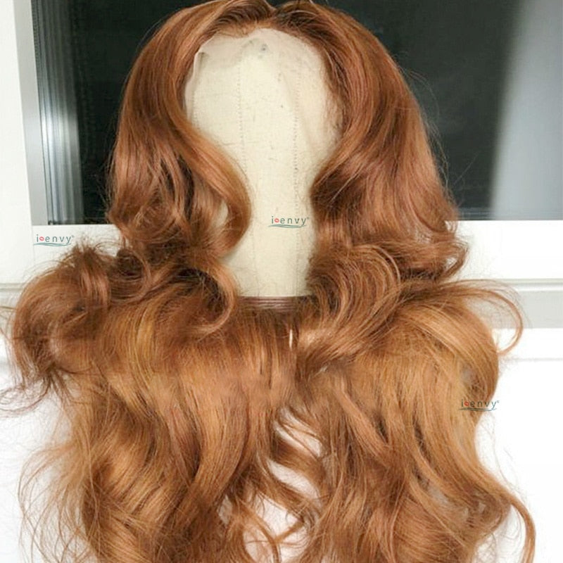 Blonde Highlight Lace Front Human Hair Wigs Body Wave Transparent Lace Front Wigs Peruvian Ginger Orange Part Lace Wigs Remy 180
