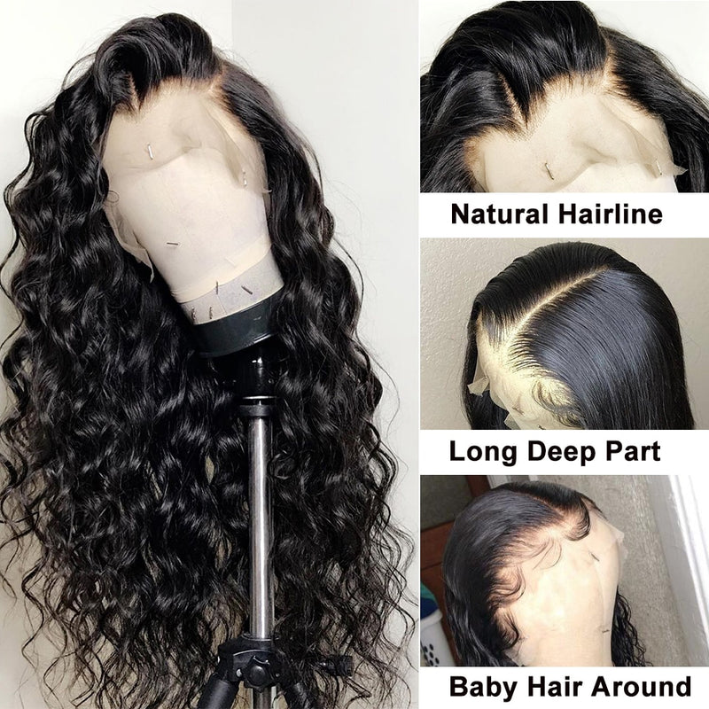 Loose Deep Wave Lace Front Wig For Black Women 180% 4x4 Lace Closure Wig  Human Hair Wigs Brazilian Transparent Lace Wigs