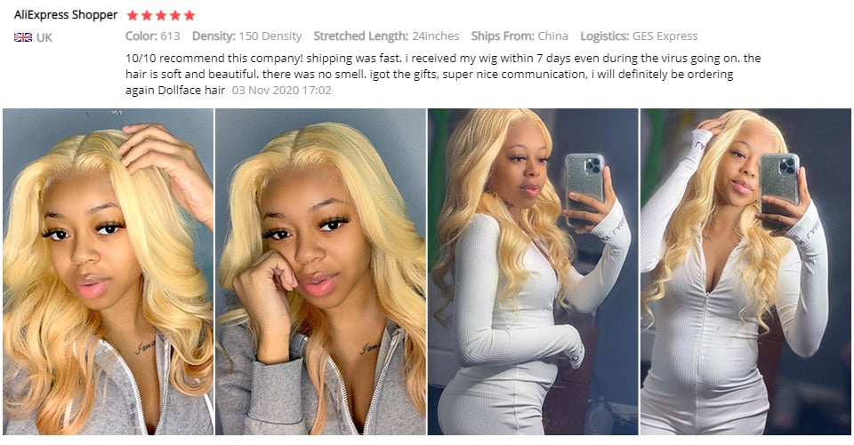 613 Blonde Lace Front Wig Human Hair Brazilian Body Wave Wig Lace Front Human Hair Wigs Remy Transparent Lace Wigs