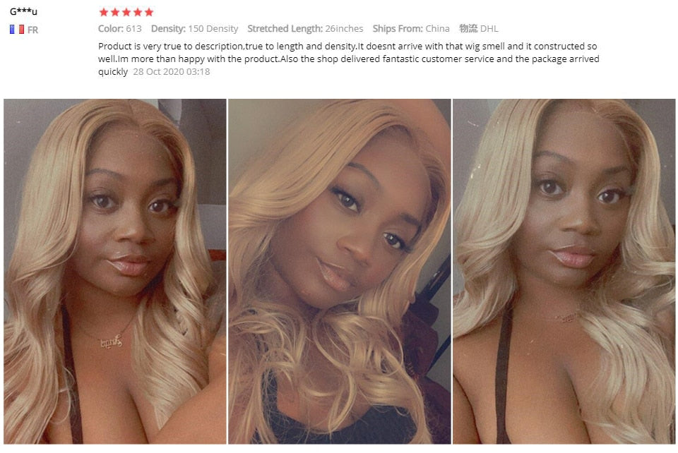 613 Blonde Lace Front Wig Human Hair Brazilian Body Wave Wig Lace Front Human Hair Wigs Remy Transparent Lace Wigs