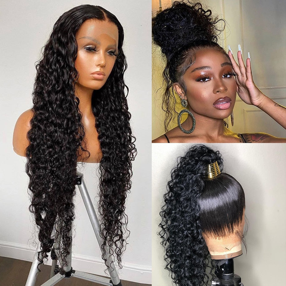 360 Lace Frontal Wig 28 30 Inch Water Wave 13x4 Lace Front Wig Human Hair Wigs Deep Curly Glueless Virgin Brazilian Closure Wig