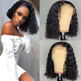 Brazilian Deep Wave Human Hair Bob Closure Wig Natural Hairline Remy Hair Short Deep Curly Bob Lace Front Wig With Baby Hair