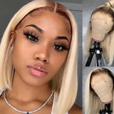 4/613 Honey Blonde Bob Wig Straight Lace Front Wig Peruvian Human Hair Lace Front Human Hair Wigs With Transparent Lace Pre Plucked