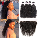 Parksonhair Jerry Curly Human Hair 4 Bundles With 13*4 Lace Frontal