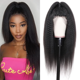 Parksonhair Kinky Straight Lace Front Wigs Brazilian Human Hair Natural Color