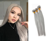 Parksonhair Grey Straight Human Virgin Hair Weave 1Bundles/Pack