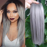 Parksonhair 1B/Grey Straight Human Virgin Hair Weave 4 Bundles/Pack