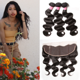 Parksonhair Body Wave Human Hair 3 Bundles With 13*4 Lace Frontal