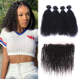 Parksonhair Kinky Curly Human Hair 4 Bundles With 13*4 Lace Frontal