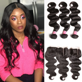 Parksonhair Body Wave Human Hair 3 Bundles With 4*4 Lace Closure