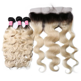 Parksonhair 1B/613 Body Wave Human Hair 3 Bundles With 13*4 Lace Frontal