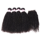 Parksonhair Kinky Curly Human Hair 4 Bundles With 4*4 Lace Closure