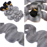 Parksonhair 1B/Grey Body Wave Human Virgin Hair Weave 1Bundles/Pack