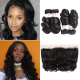 Parksonhair Loose Wave Human Hair 4 Bundles With 13*4 Lace Frontal