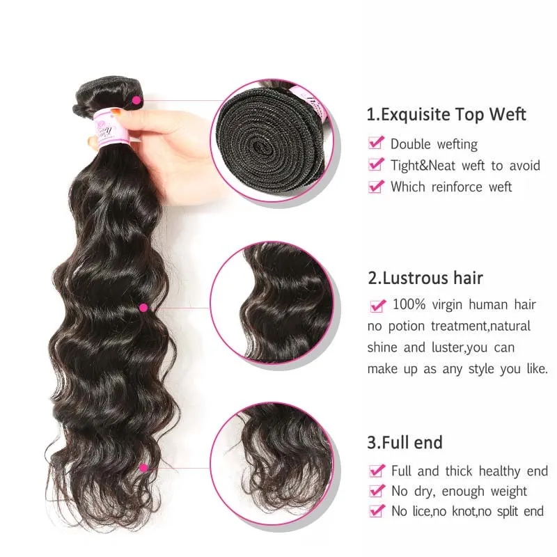 Parksonhair Natural Wave Human Virgin Hair Weave 1Bundles/Pack