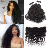 Parksonhair Natural Wave Human Hair 4 Bundles With 13*4 Lace Frontal