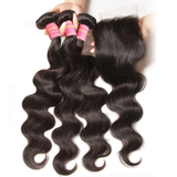 Parksonhair Body Wave Human Hair 3 Bundles With 4*4 Lace Closure