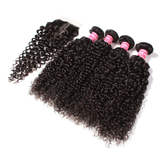 Parksonhair Deep Curly Human Hair 4 Bundles With 4*4 Lace Closure