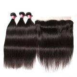 Parksonhair Straight Human Hair 4 Bundles With 13*4 Lace Frontal