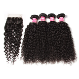 Parksonhair Jerry Curly Human Hair 4 Bundles With 4*4 Lace Closure