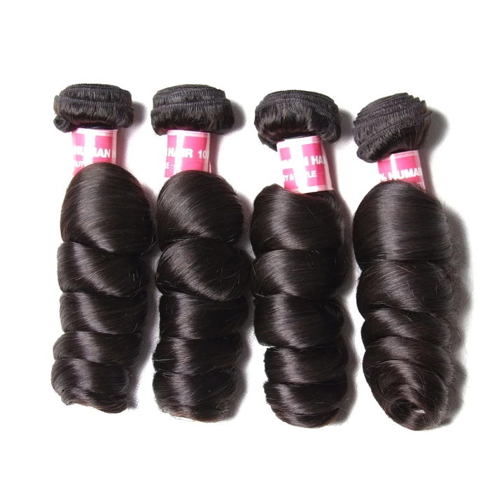 Parksonhair Loose Wave Human Hair 4 Bundles With 4*4 Lace Closure