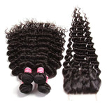 Parksonhair Deep Wave Human Hair 4 Bundles With 4*4 Lace Closure