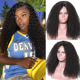 Parksonhair Kinky Curly Full Lace Human Hair Wig Natural Color