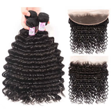 Parksonhair Deep Wave Human Hair 4 Bundles With 13*4 Lace Frontal