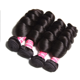 Parksonhair Loose Wave Human Hair 4 Bundles With 4*4 Lace Closure