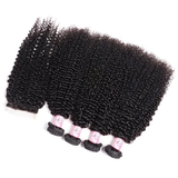 Parksonhair Kinky Curly Human Hair 4 Bundles With 4*4 Lace Closure