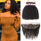 Parksonhair Jerry Curly Human Hair 4 Bundles With 13*4 Lace Frontal