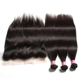 Parksonhair Straight Human Hair 4 Bundles With 13*4 Lace Frontal