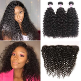 Parksonhair Jerry Curly Human Hair 3 Bundles With 13*4 Lace Frontal