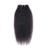 Parksonhair Kinky Straight Human Hair 3 Bundles With 4*4 Lace Closure