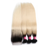 Parksonhair 1B/613 Straight Human Hair 3 Bundles With 4*4 Lace Closure